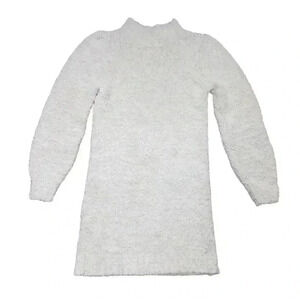 Cat & Jack Girls White Sweater Dress Size L 10/12 Knee Length Long Sleeve